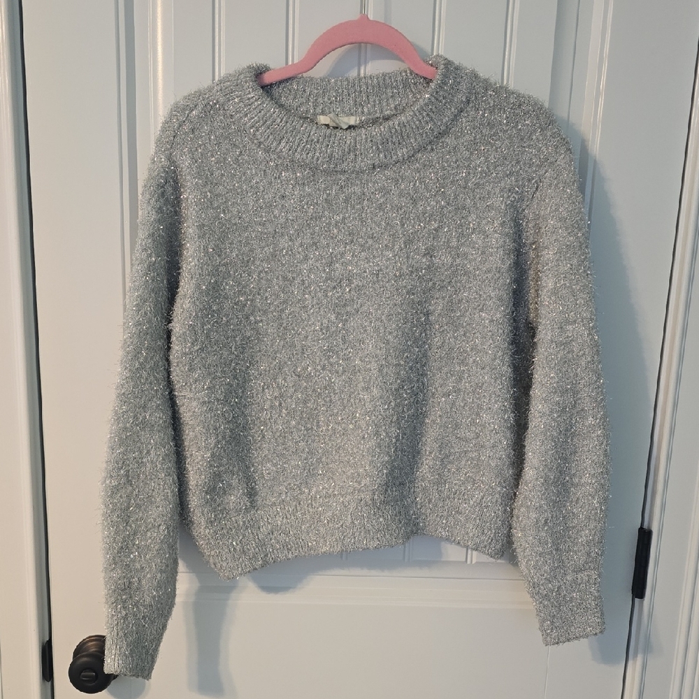 H&M Silver Sparkle Crew Neck Sweater XS